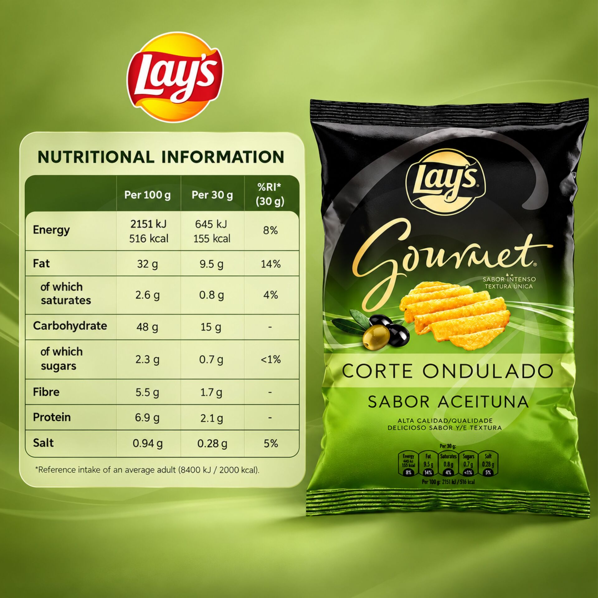 LAY’S® Gourmet Olive Riffelschnitt 120g