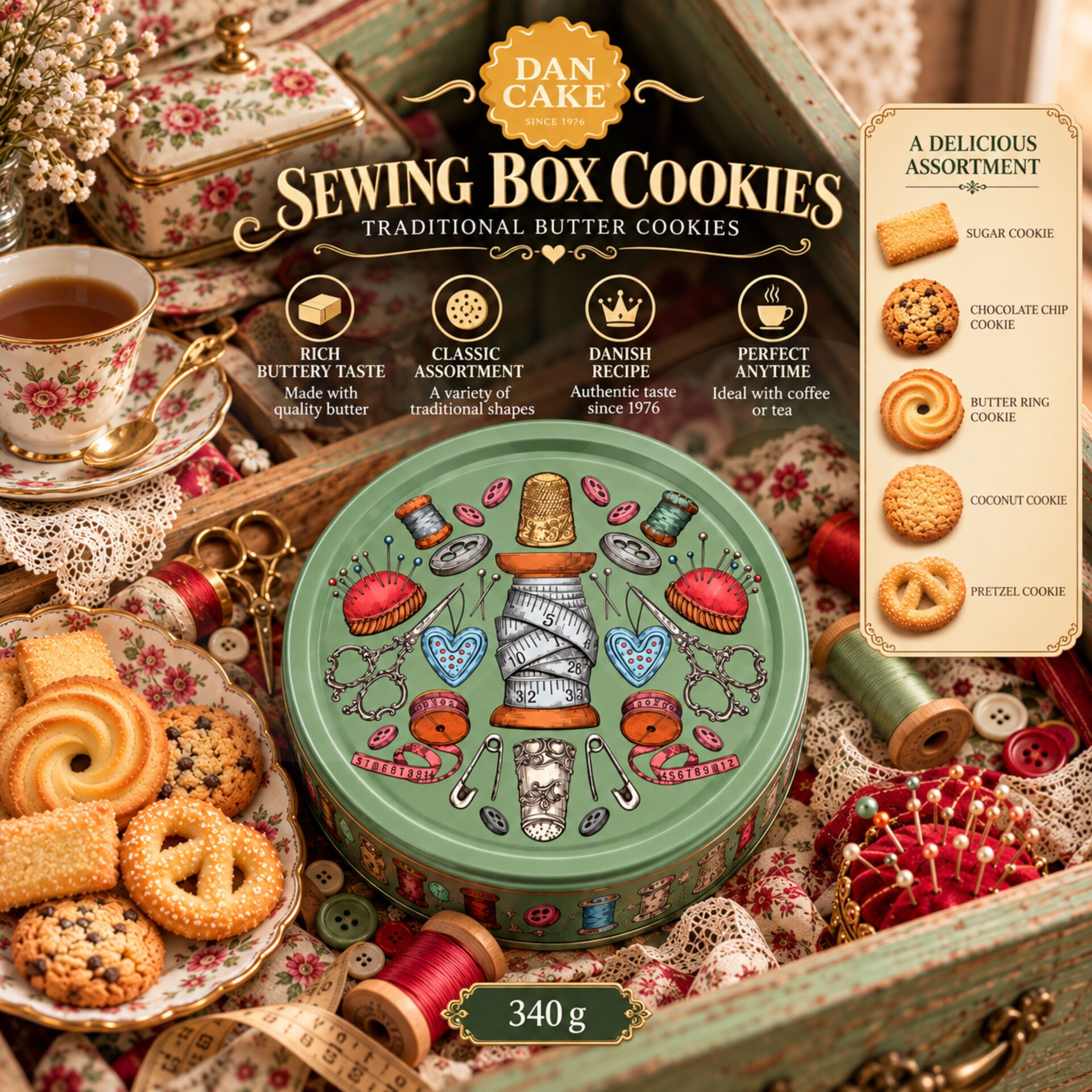 DAN CAKEŽ Sewing Box Assortment in Tin 340gr