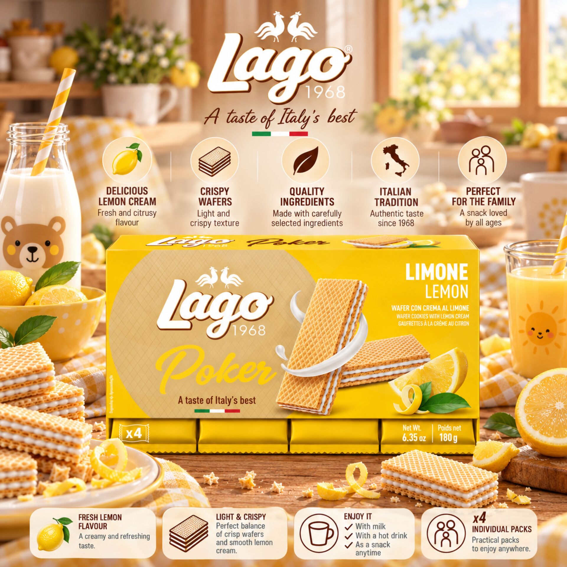 LAGO® Poker Bolachas de Limão 180gr