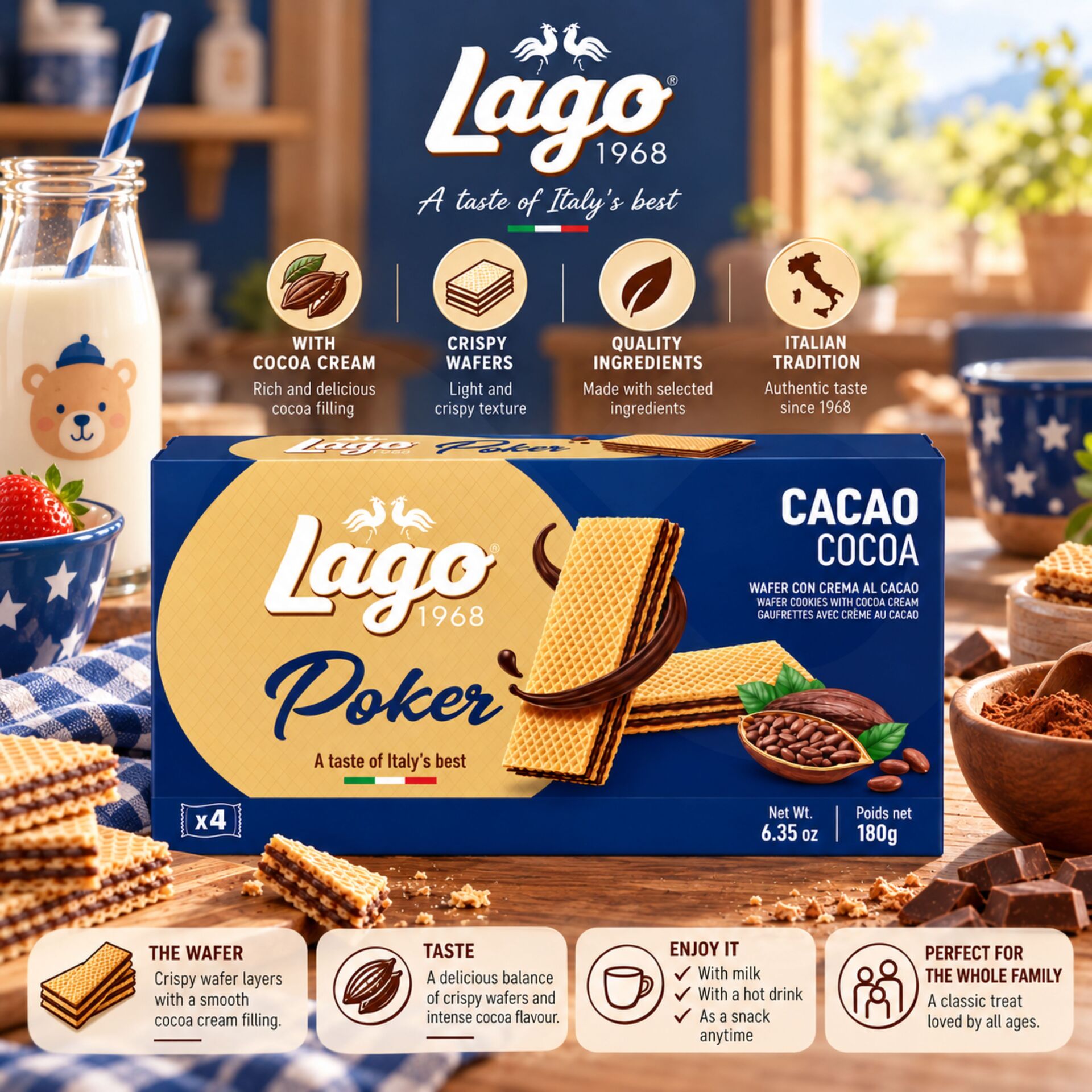 LAGO® Poker Biscotti al Cacao 180gr