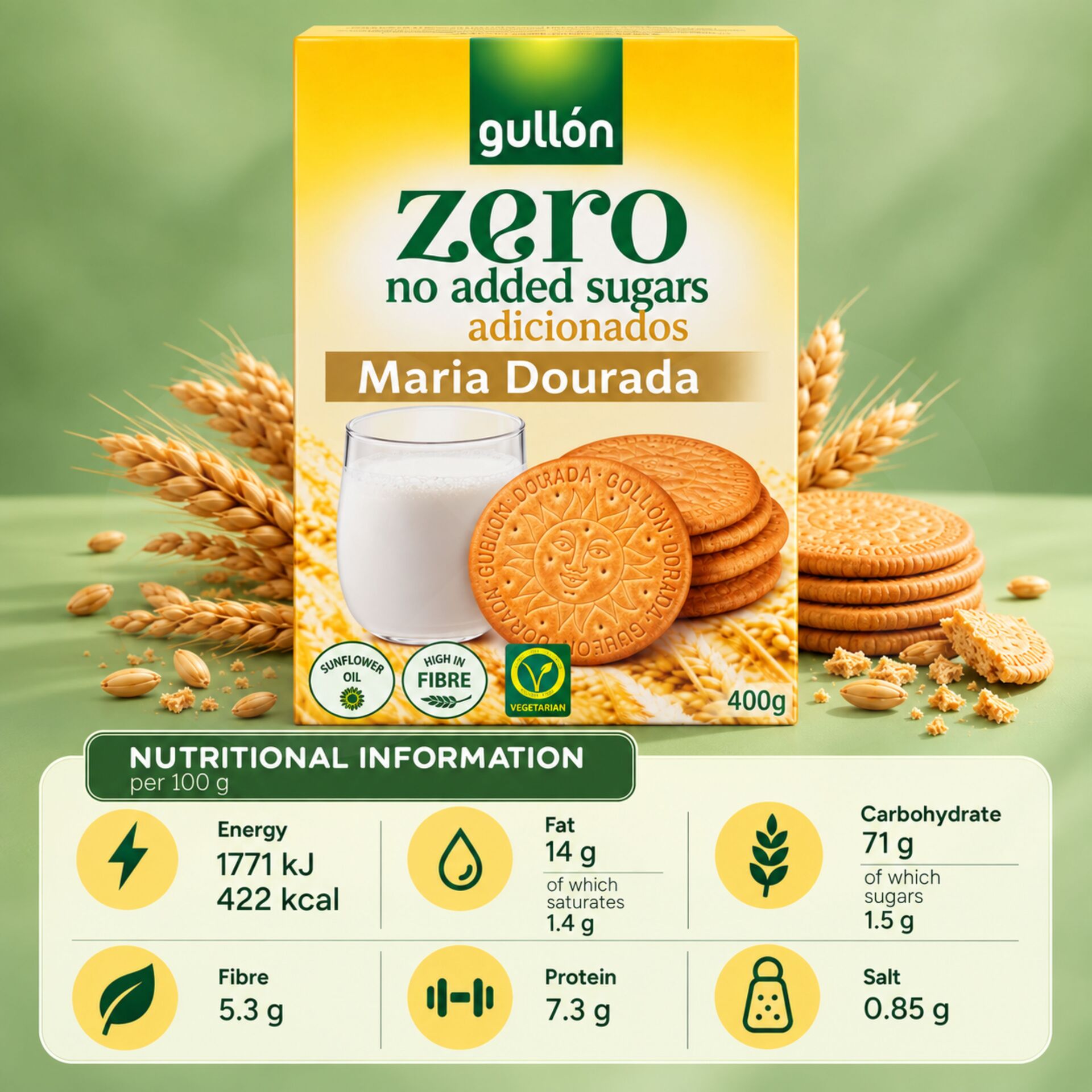 GULLÓN® Zero Golden Maria Biscuits 400gr