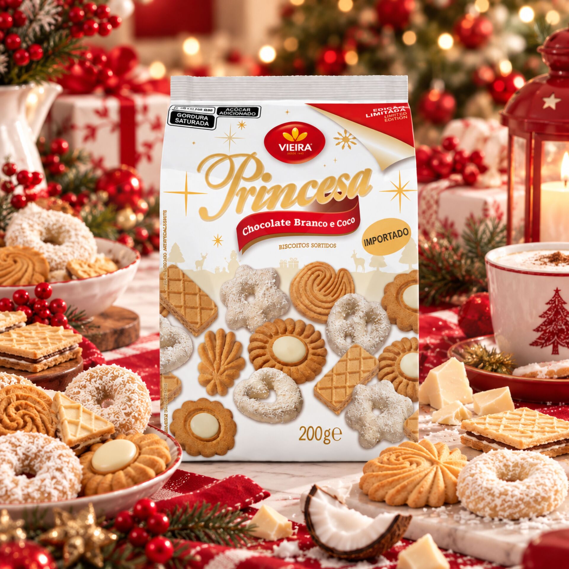 VIEIRA® Biscotti Princesa Cioccolato Bianco e Cocco 200g