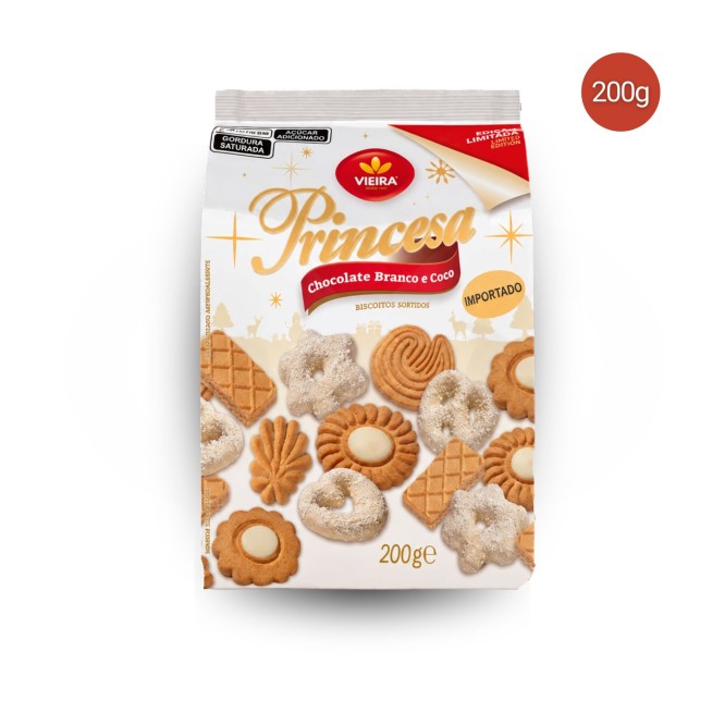 VIEIRA� Biscotti Princesa Cioccolato Bianco e Cocco 200g