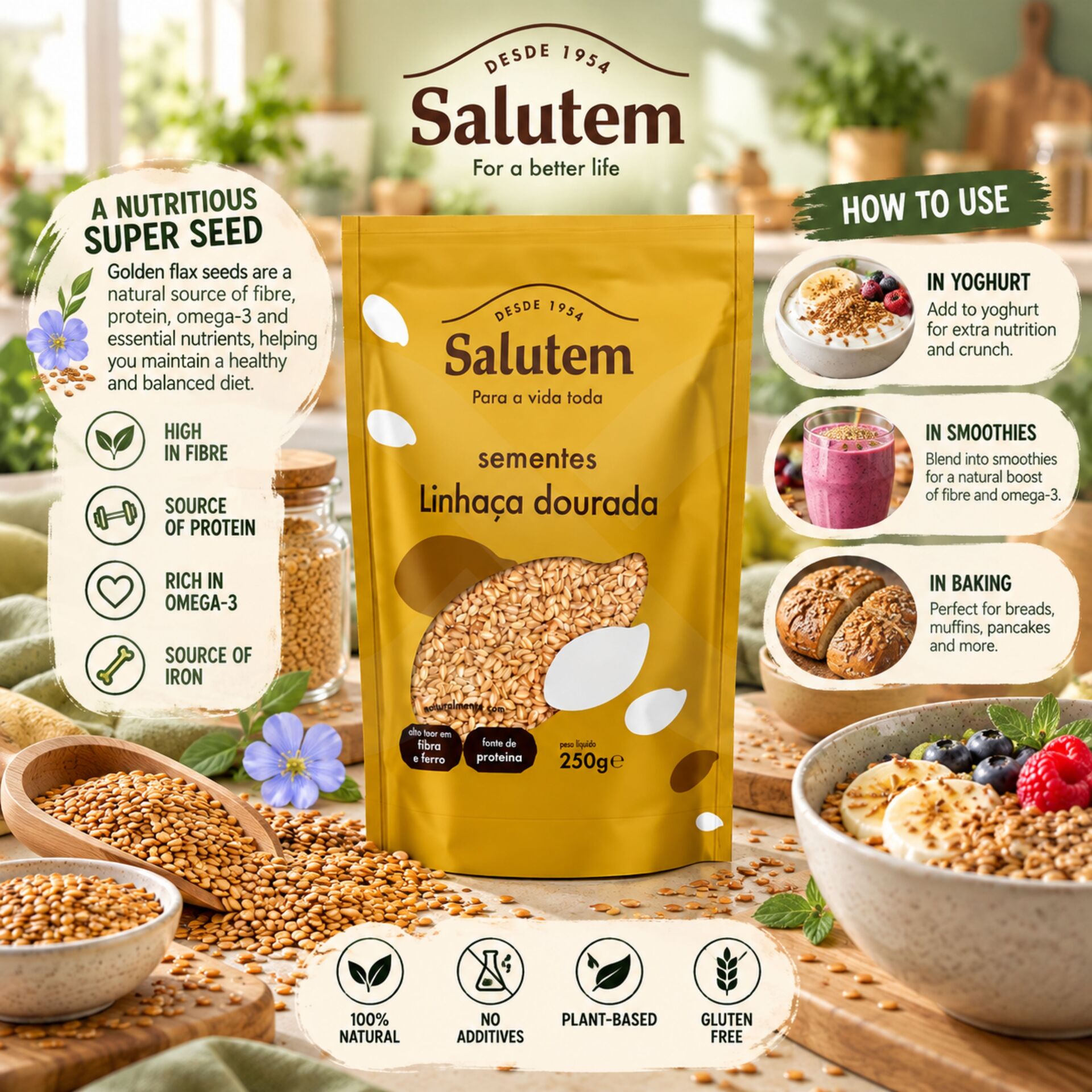 SALUTEM® Golden Flaxseeds 250g