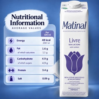 MATINAL® Livre Lait Demi-Écrémé Sans Lactose 1L