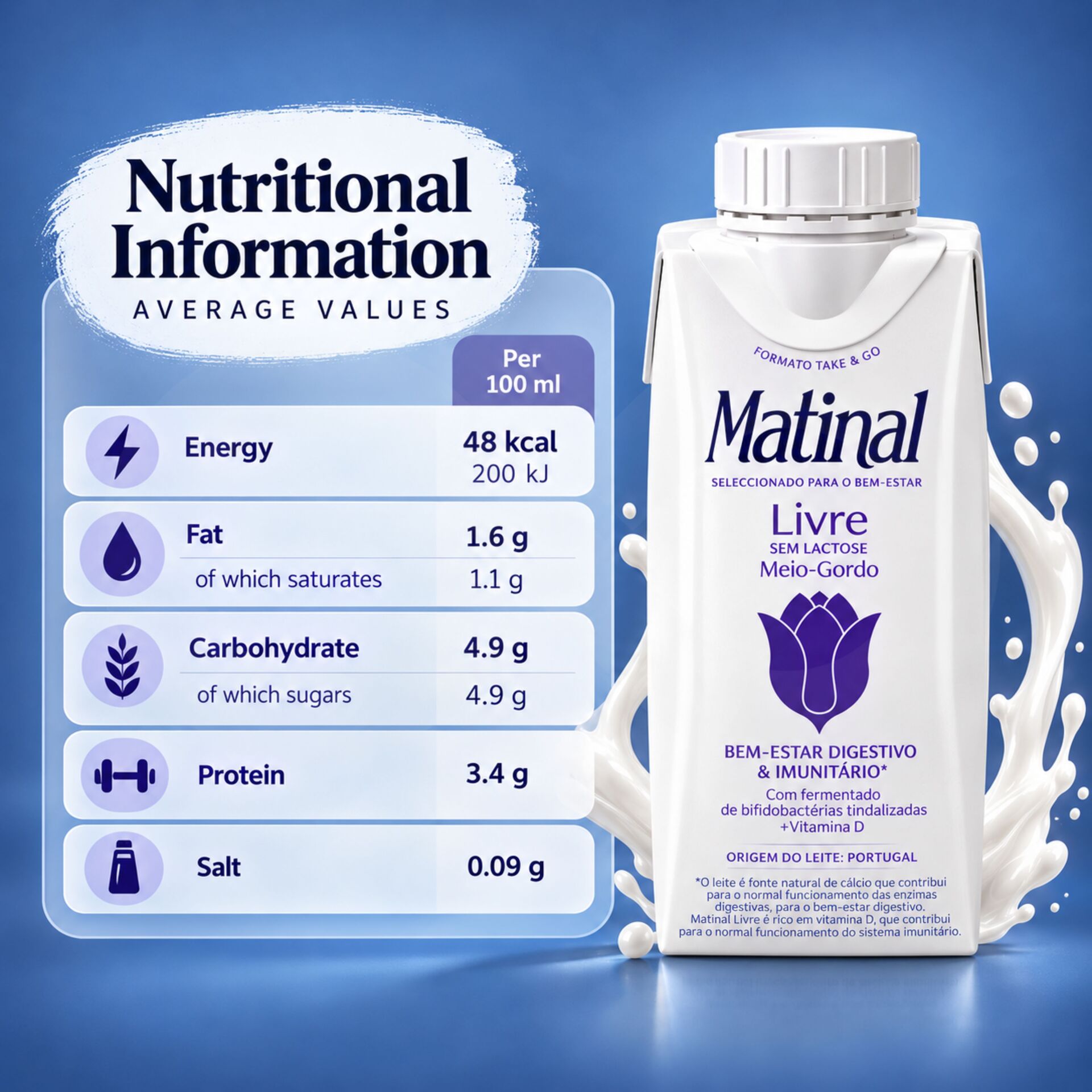 MATINAL® Livre Leche Semidesnatada Sin Lactosa 200ml