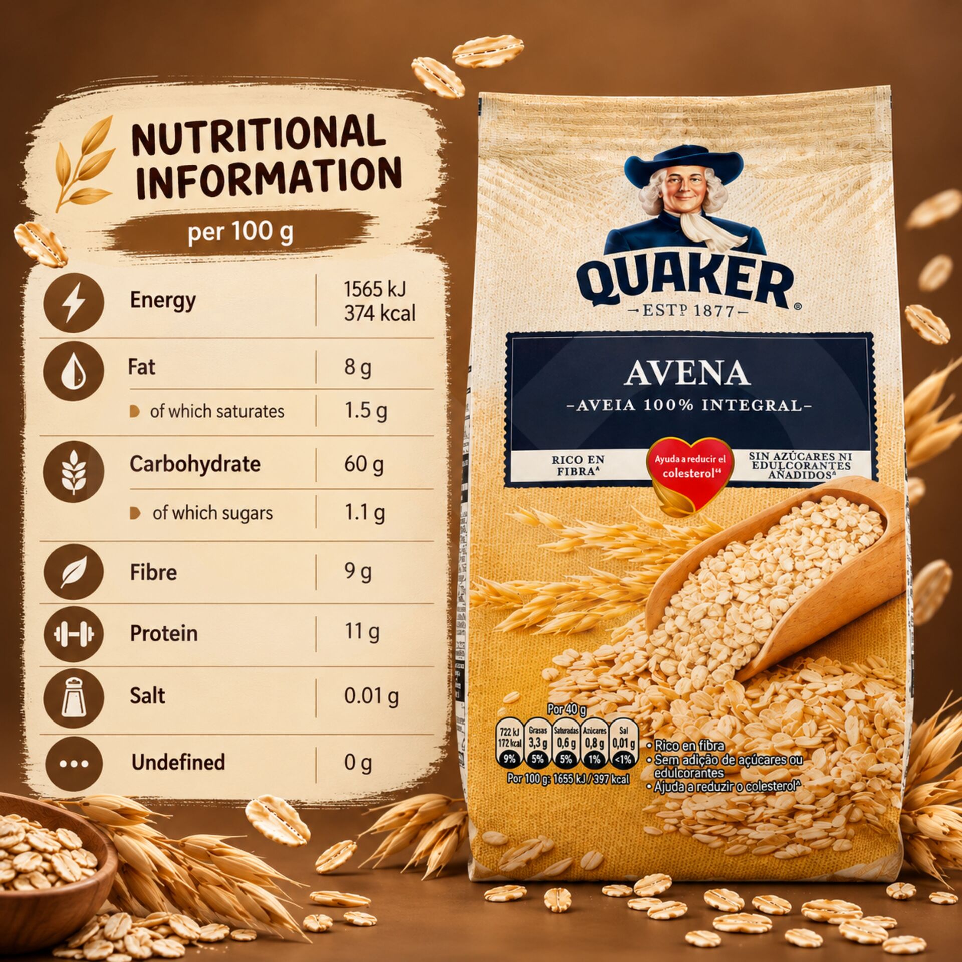 QUAKER® Avoine 100% Complète 500g