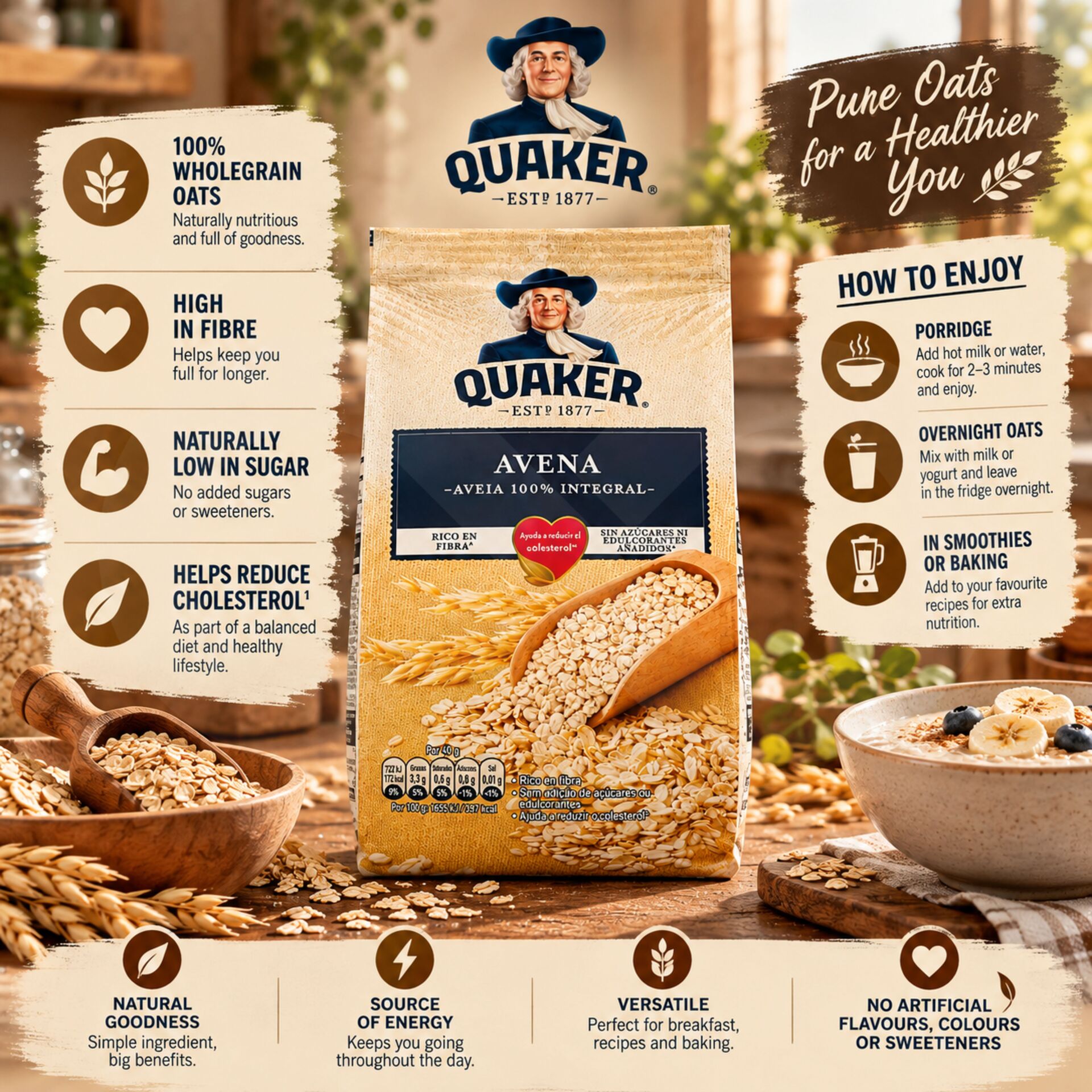 QUAKER® Avoine 100% Complète 500g