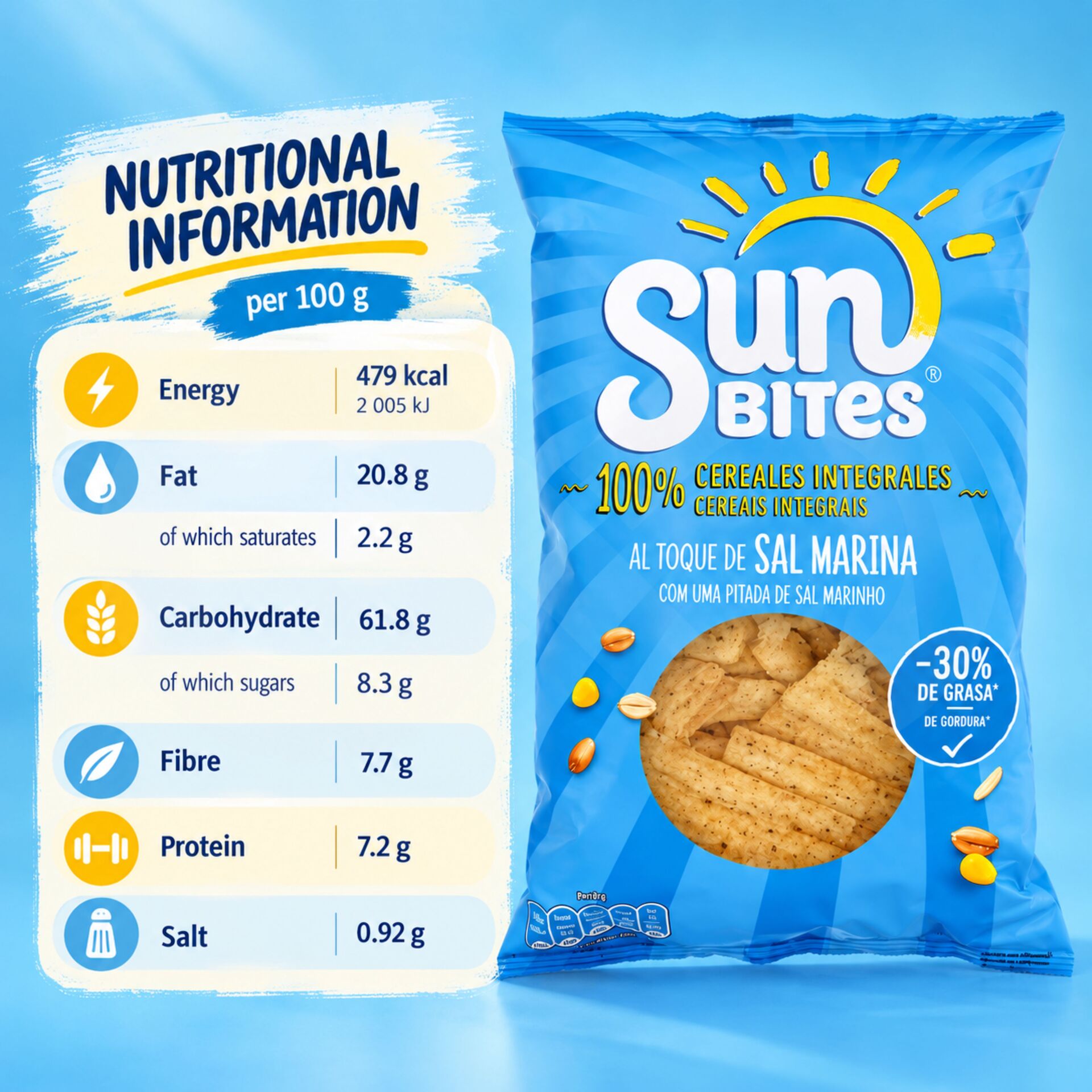 SUNBITES® 100% Céréales Complètes au Sel Marin 95g