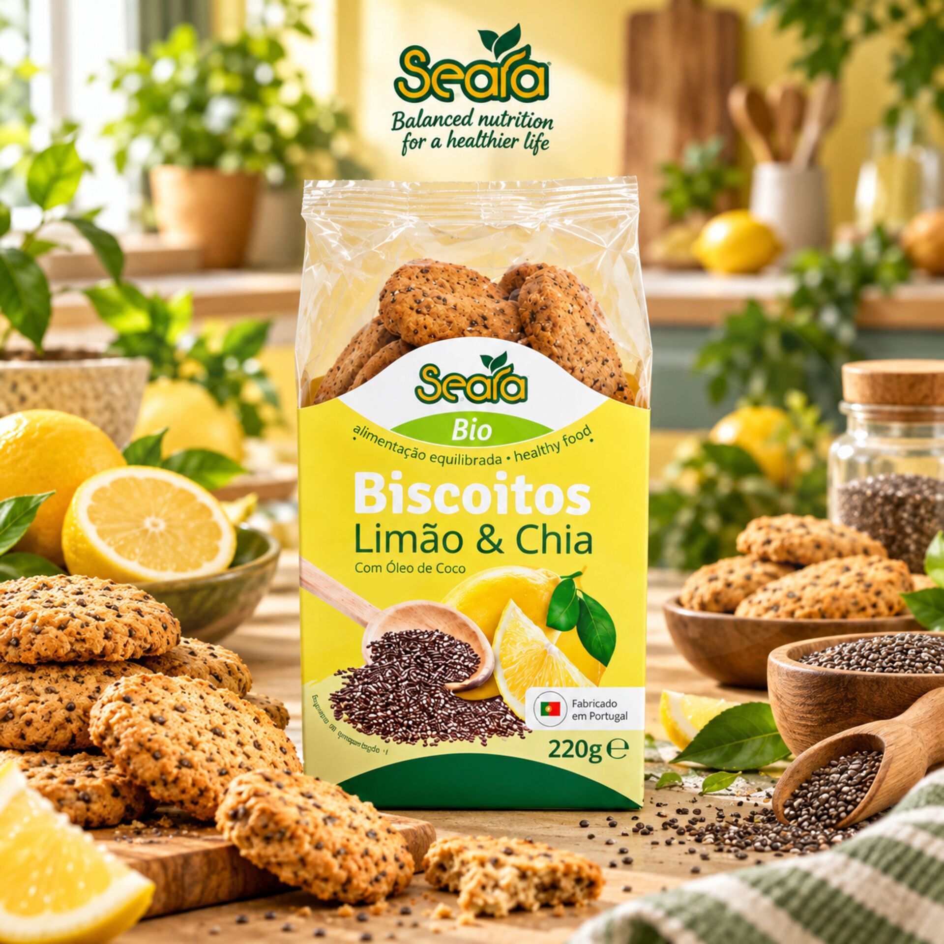 SEARA® Bio Biscoitos Limão e Chia 220g