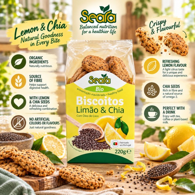 SEARA® Organic Lemon & Chia Biscuits 220g