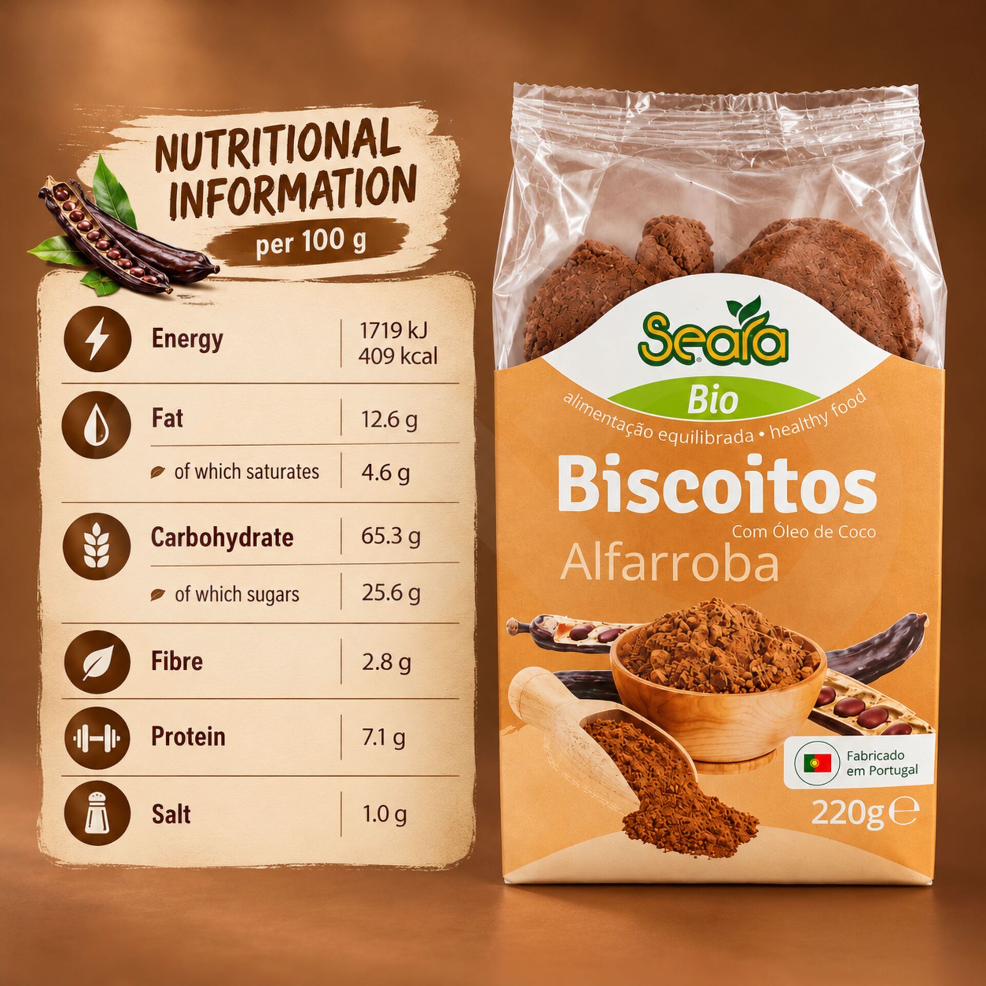 SEARA® Bio Biscuits à la Caroube 220g