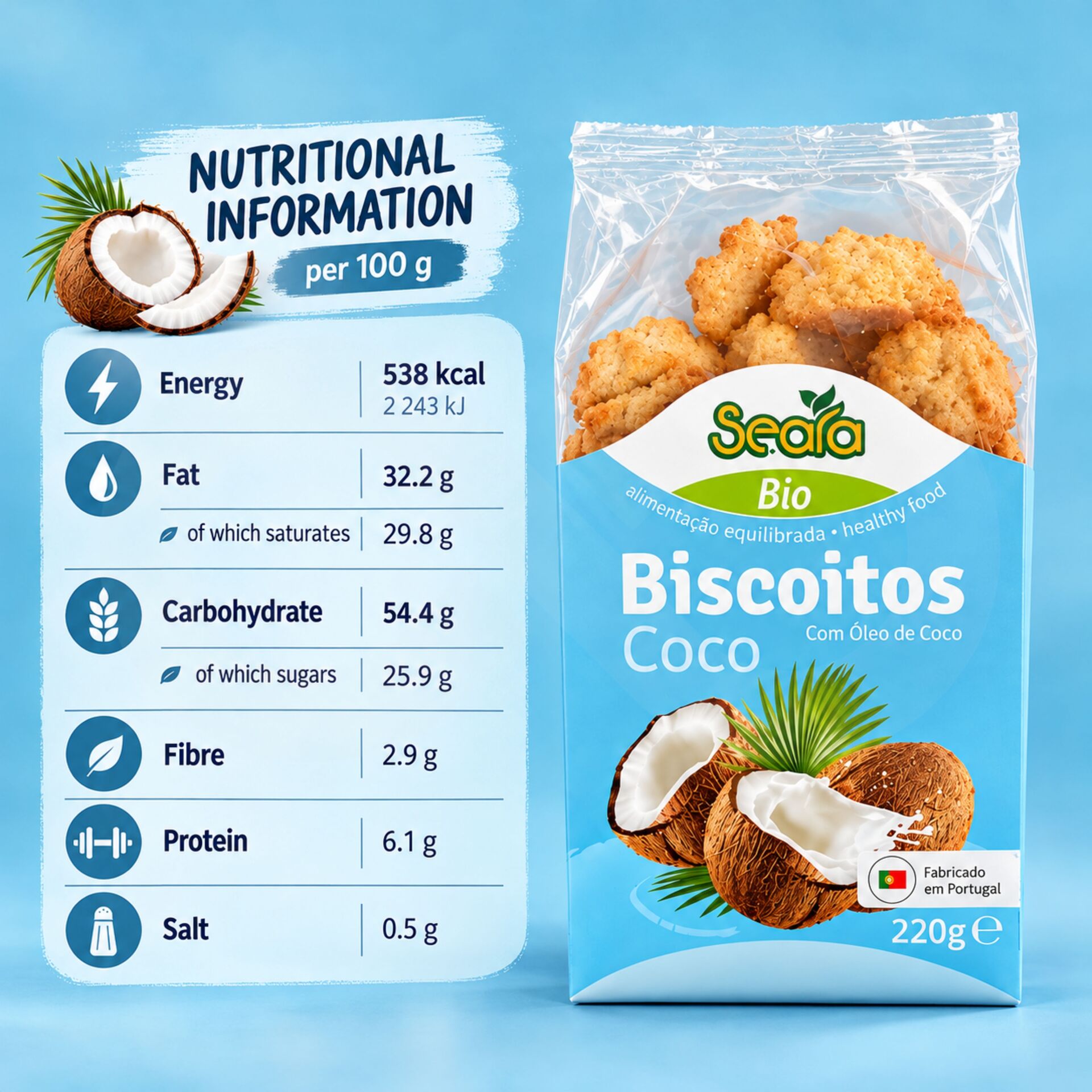 SEARA® Bio Galletas de Coco 220g