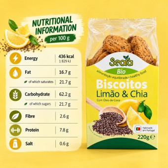 SEARA® Organic Lemon & Chia Biscuits 220g