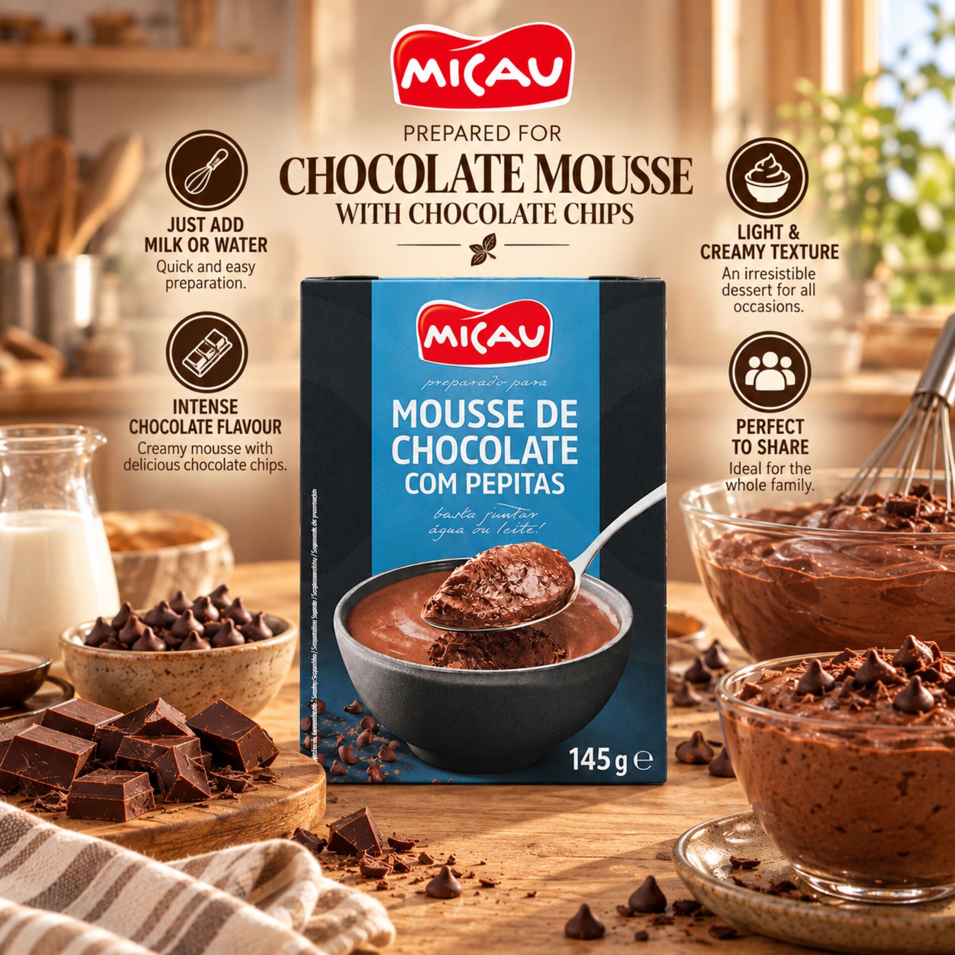 MICAU® Chocolate Mousse with Chocolate Chips 145g