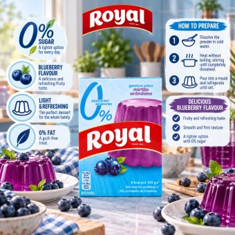 ROYAL® Galaretka o Smaku Borówkowym 0% Cukru 31g