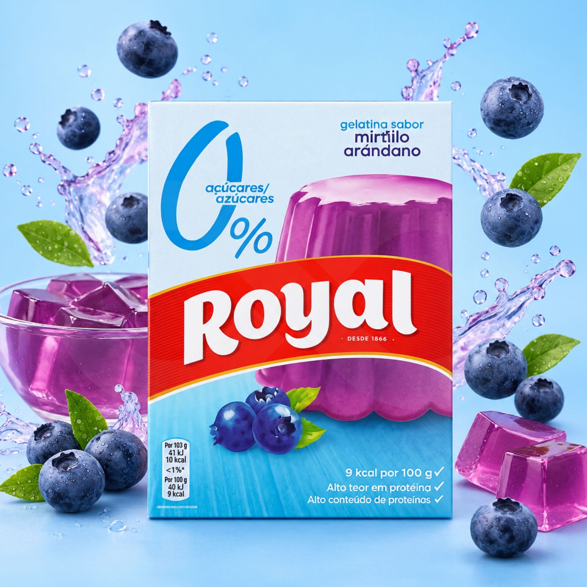 ROYAL® Galaretka o Smaku Borówkowym 0% Cukru 31g