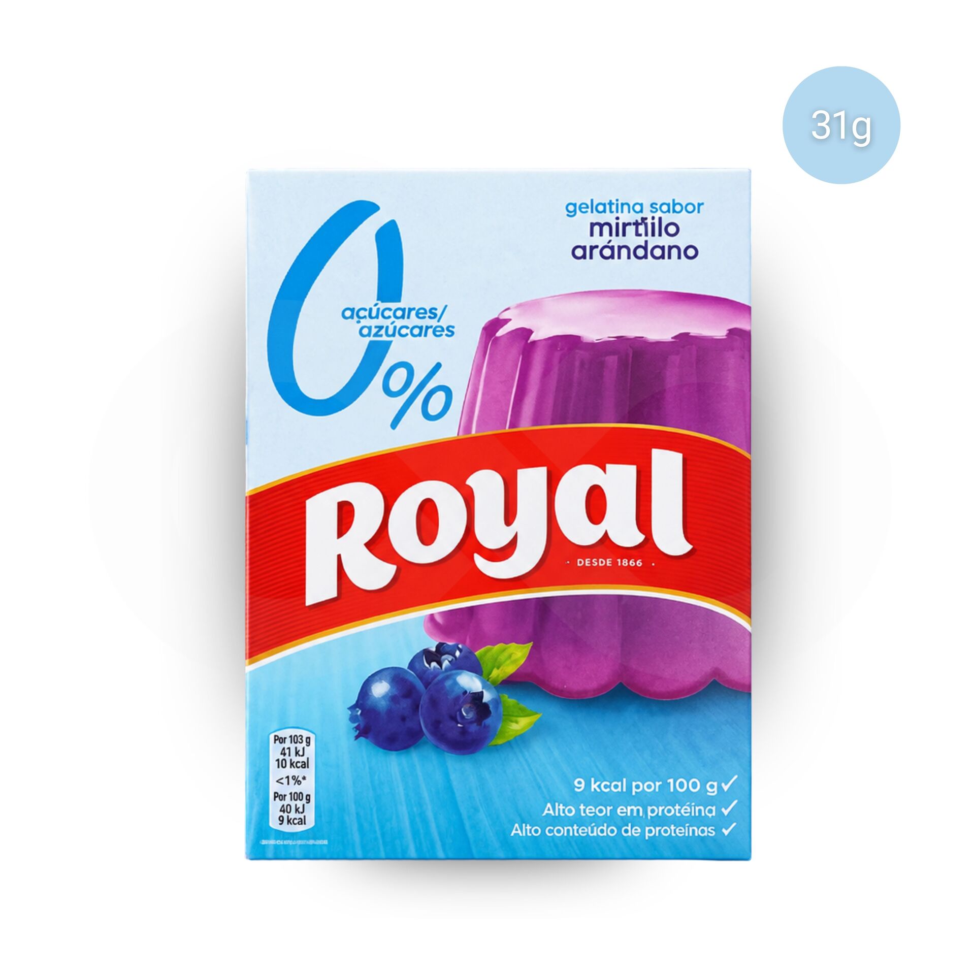 ROYAL® Galaretka o Smaku Borówkowym 0% Cukru 31g