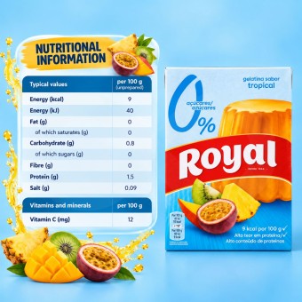ROYAL® Götterspeise mit Tropenfruchtgeschmack 0% Zucker 31g