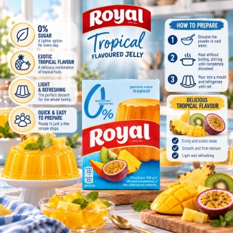 ROYAL® Götterspeise mit Tropenfruchtgeschmack 0% Zucker 31g