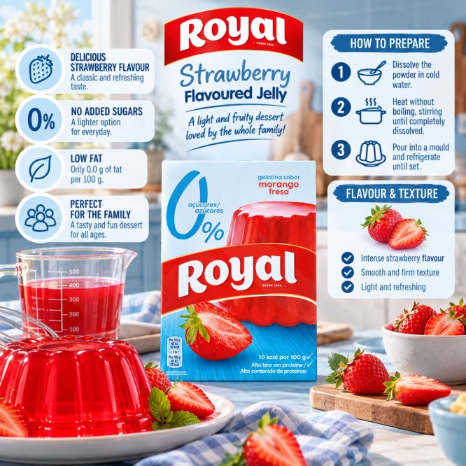 ROYALŪ Strawberry Flavoured Jelly 0% Sugar 31g