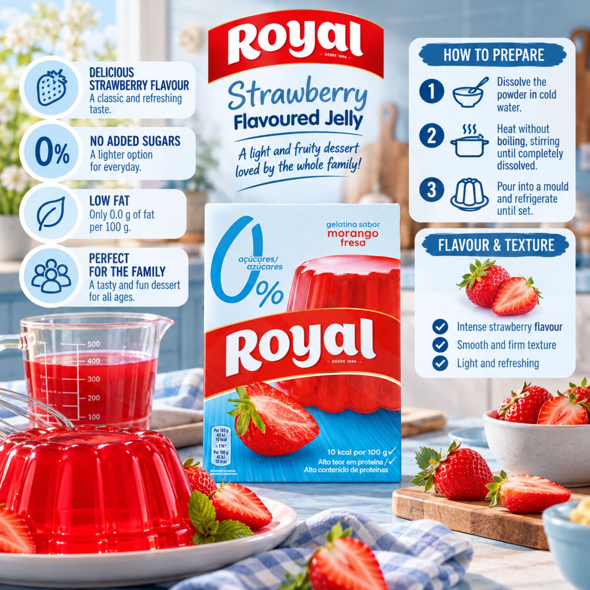 ROYALŪ Strawberry Flavoured Jelly 0% Sugar 31g