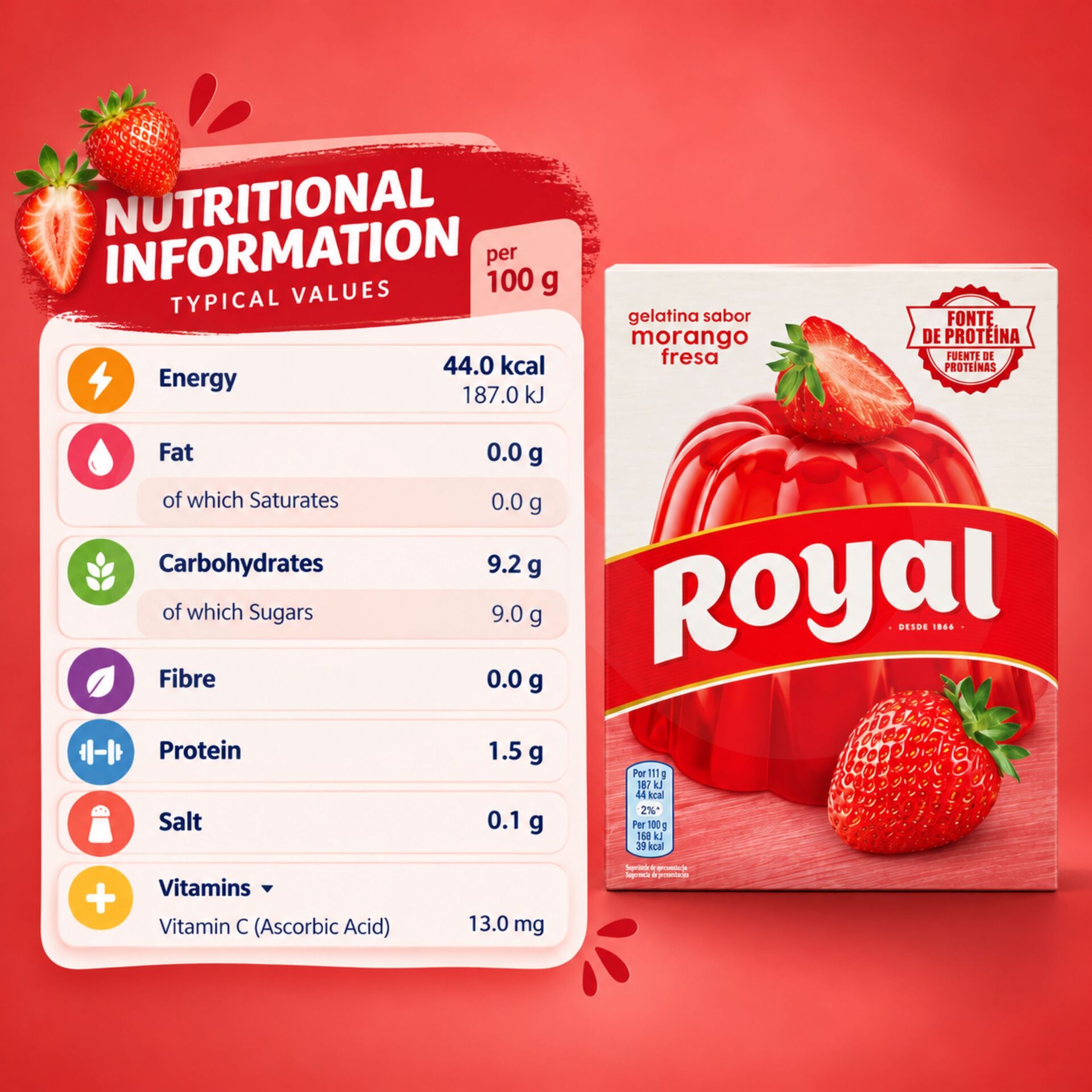 ROYALŪ Strawberry Flavoured Jelly 114g