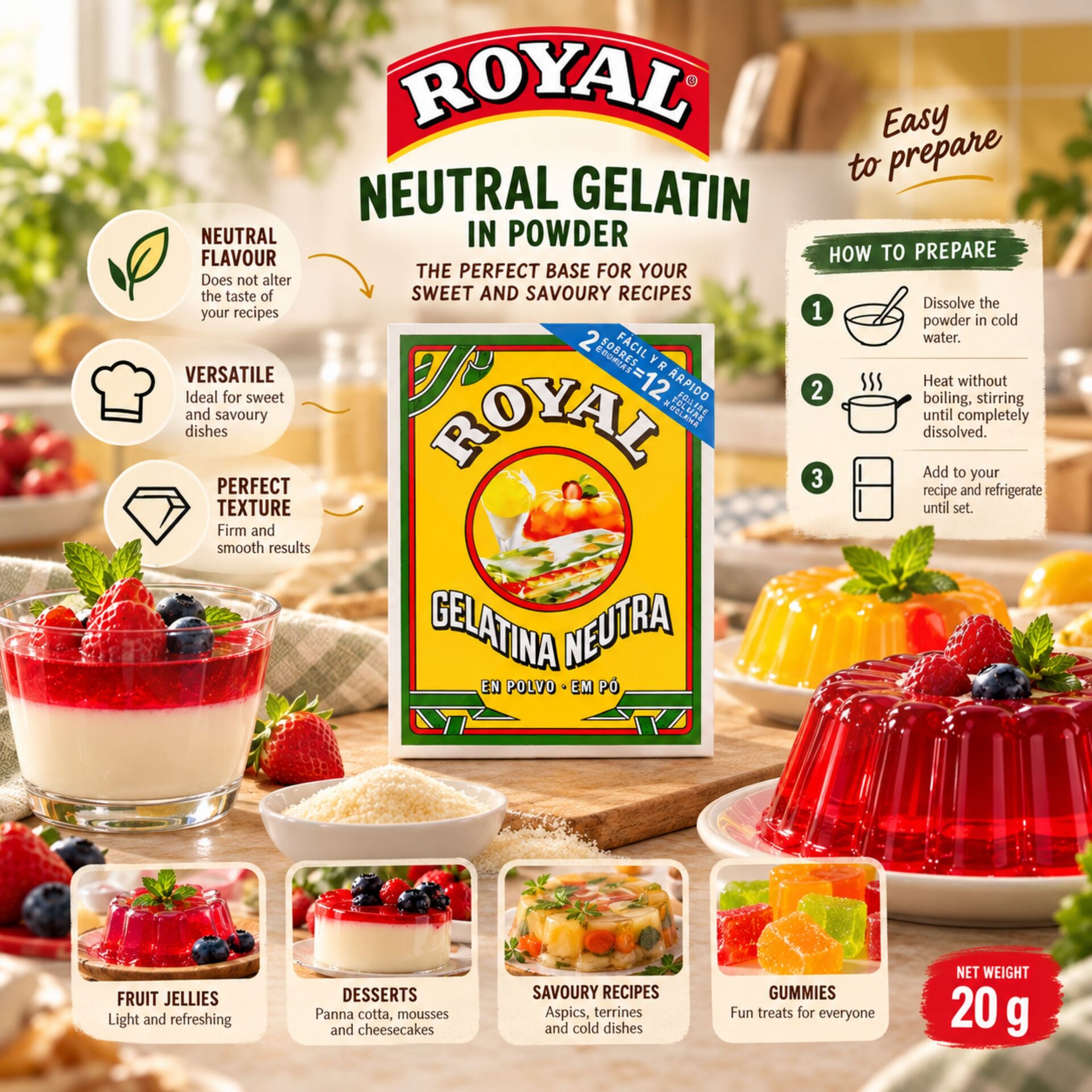 ROYALŪ Unflavoured Gelatine 20g