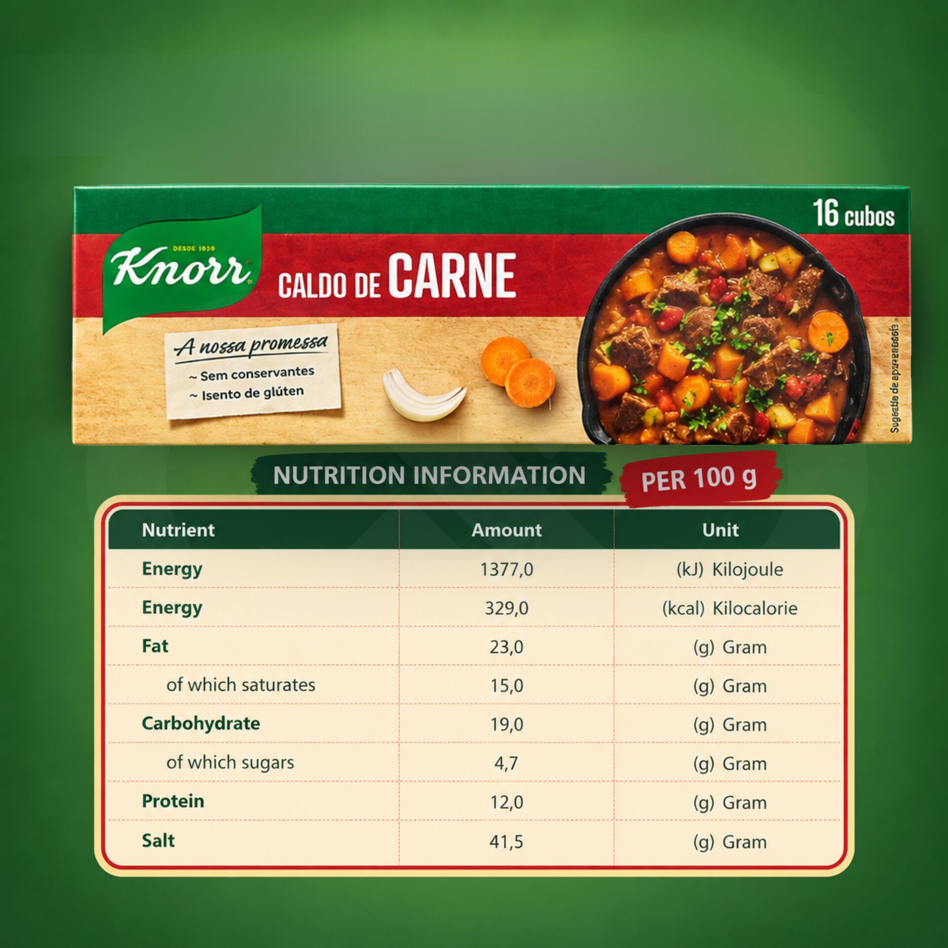 KNORR® Caldo de Carne 16 uni