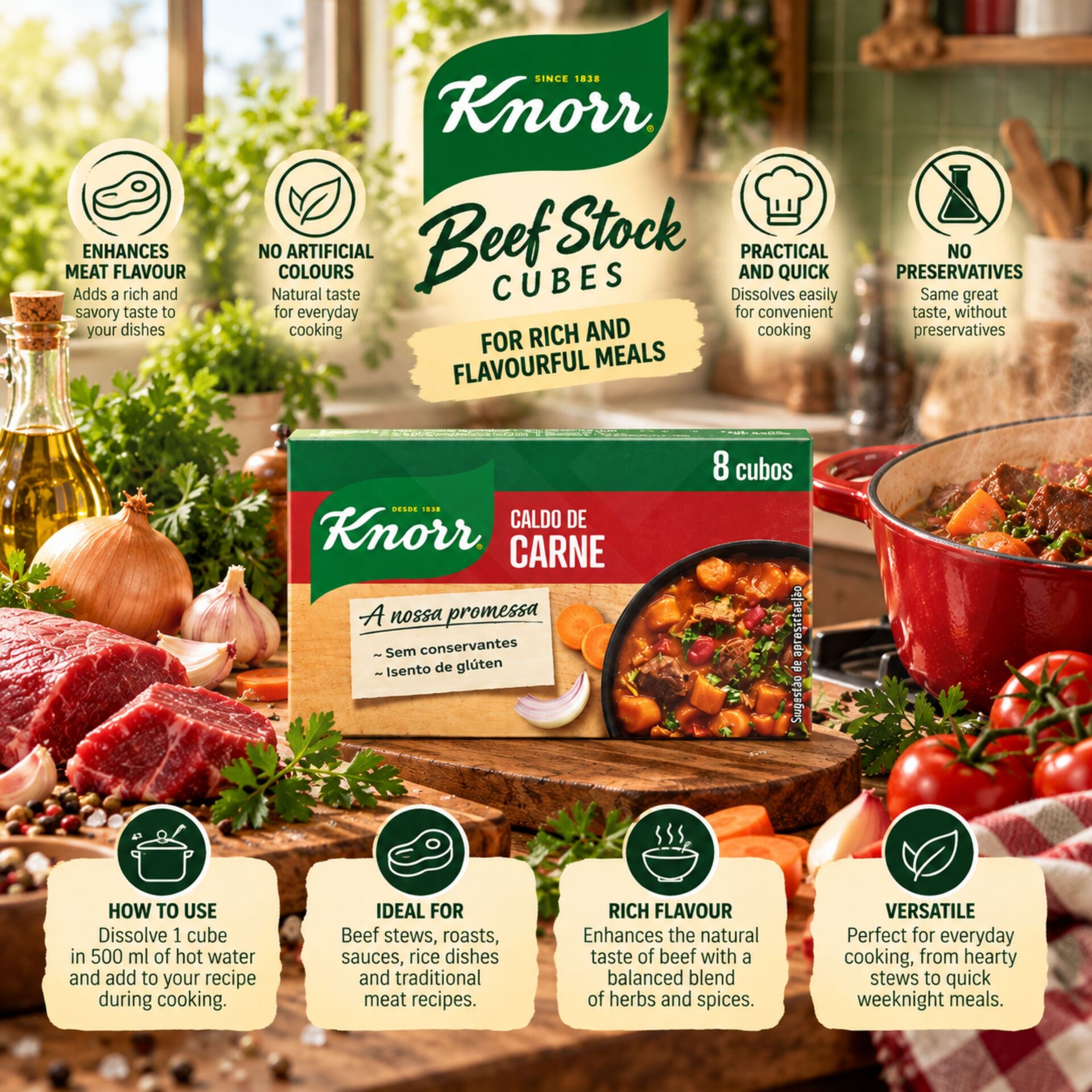 KNORRŪ Beef Stock Cubes 8 pcs.
