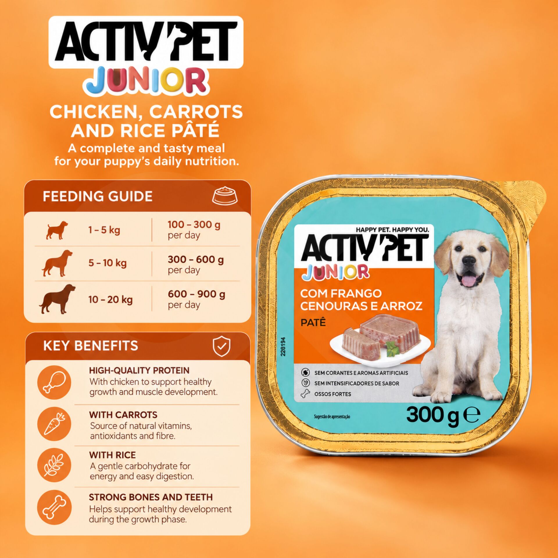 ACTIVPET® Junior Paté con Pollo, Carote e Riso 300g