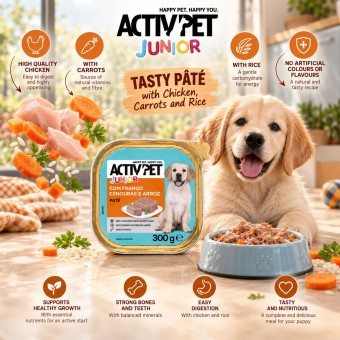 ACTIVPET� Junior Pat� com Frango, Cenouras e Arroz 300g