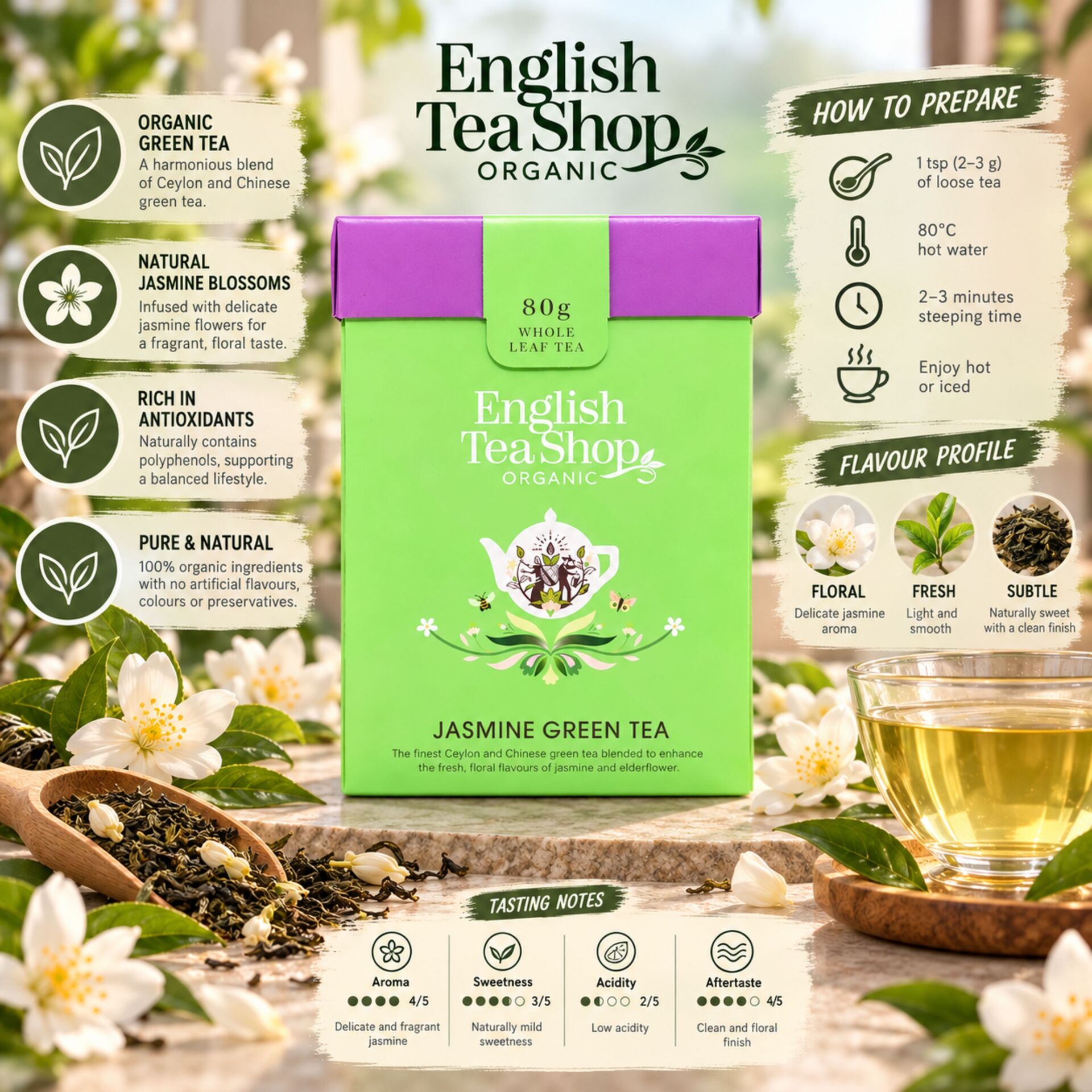 ENGLISH TEA SHOP® Jasmine Green Tea 80g