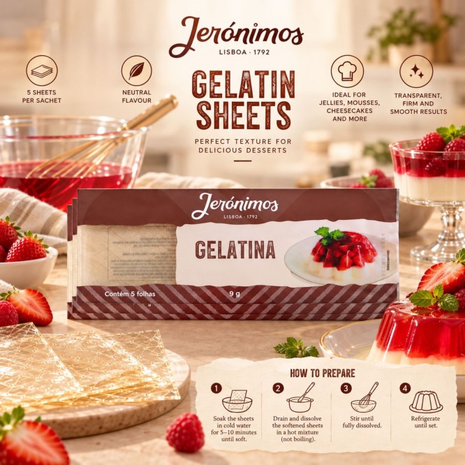 JERÓNIMOS® Zelatyna Spozywcza w Listkach 25x5 szt.