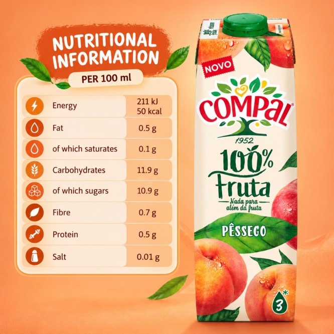 COMPAL� Peach 100% Fruit 1L