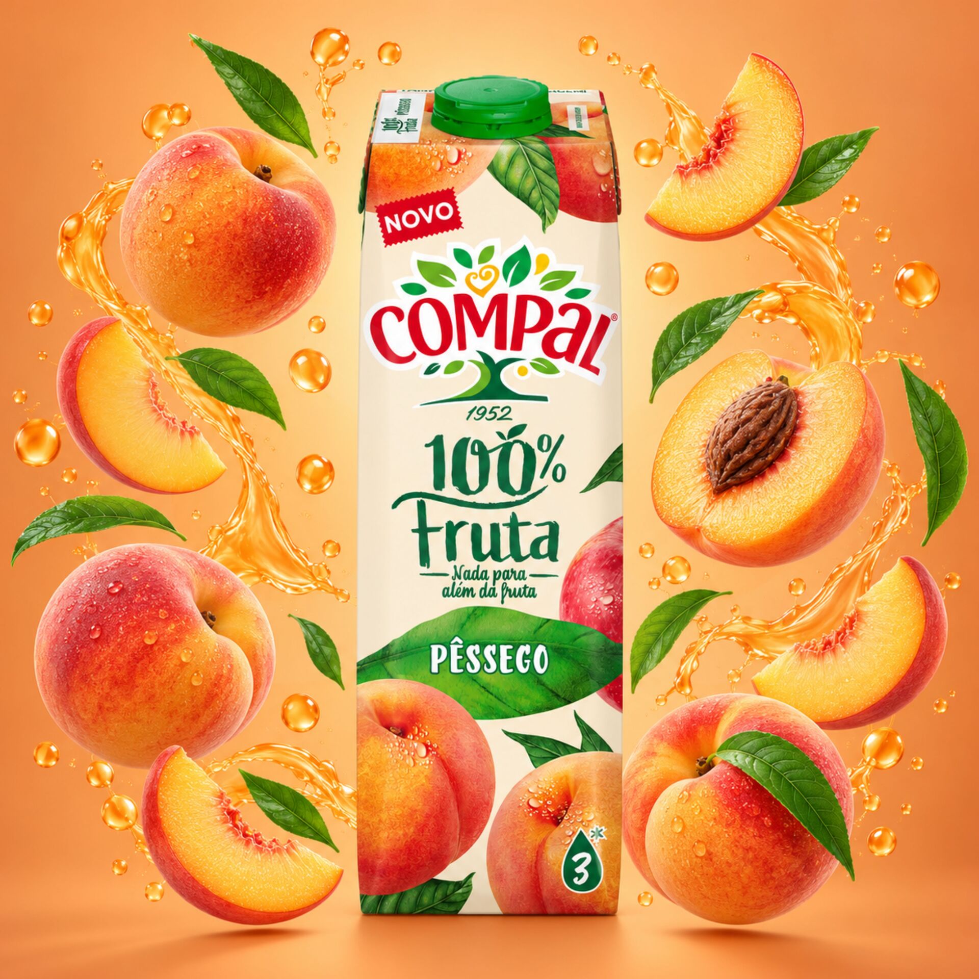 COMPALŪ Peach 100% Fruit 1L