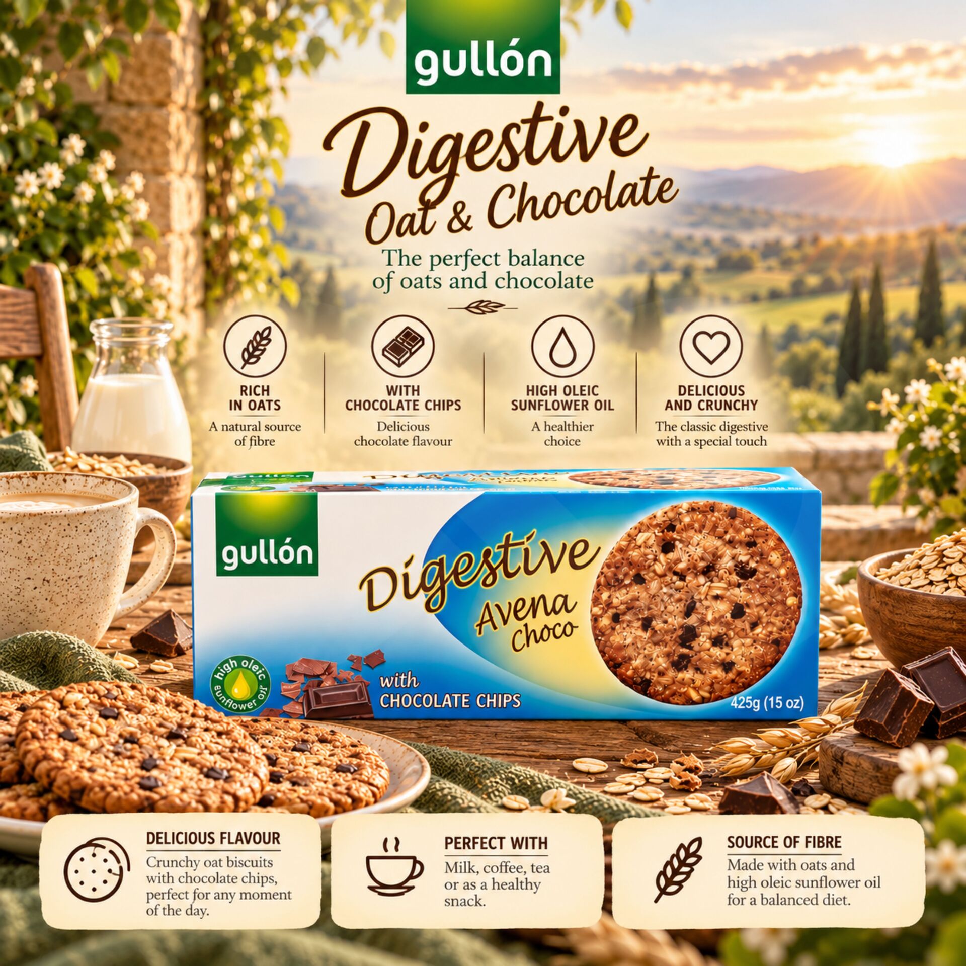 GULLÓN® Digestive Haver- en Chocoladekoekjes 425g