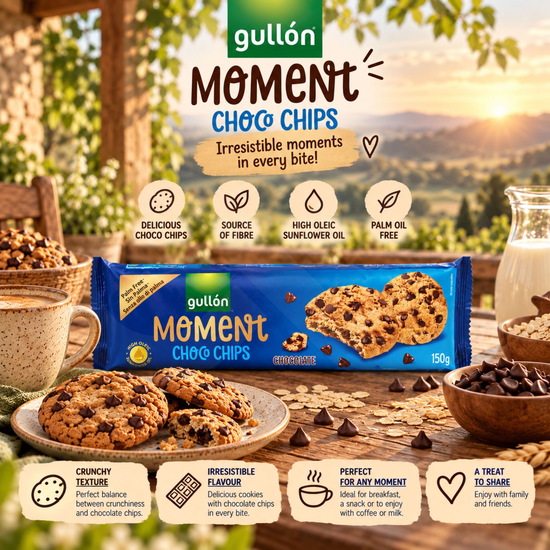GULLÓN® Moment Choco Chips 150gr