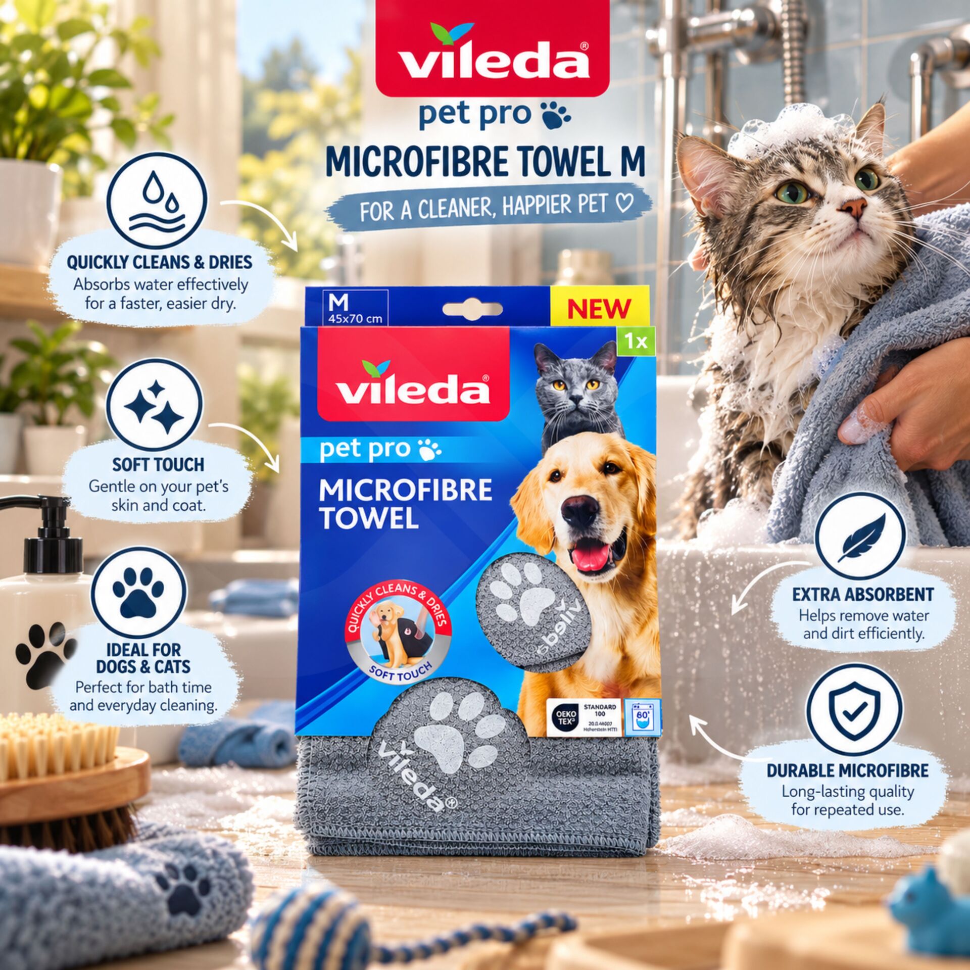 VILEDA® Pet Pro Microfibre Towel XL 1 pz.