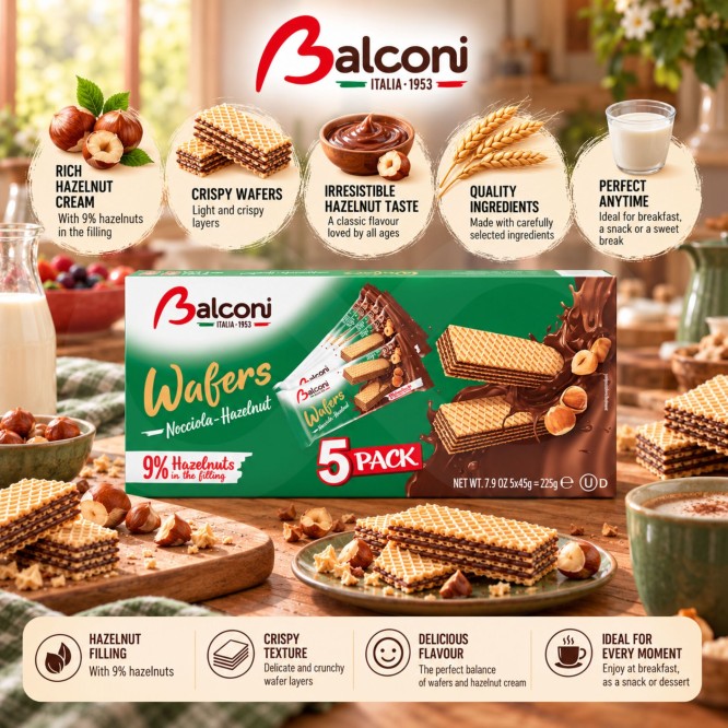 BALCONI� Wafers Hazelnut 225gr