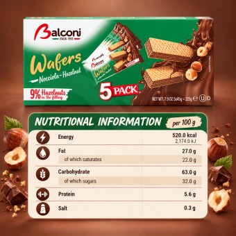 BALCONI� Wafers Hazelnut 225gr