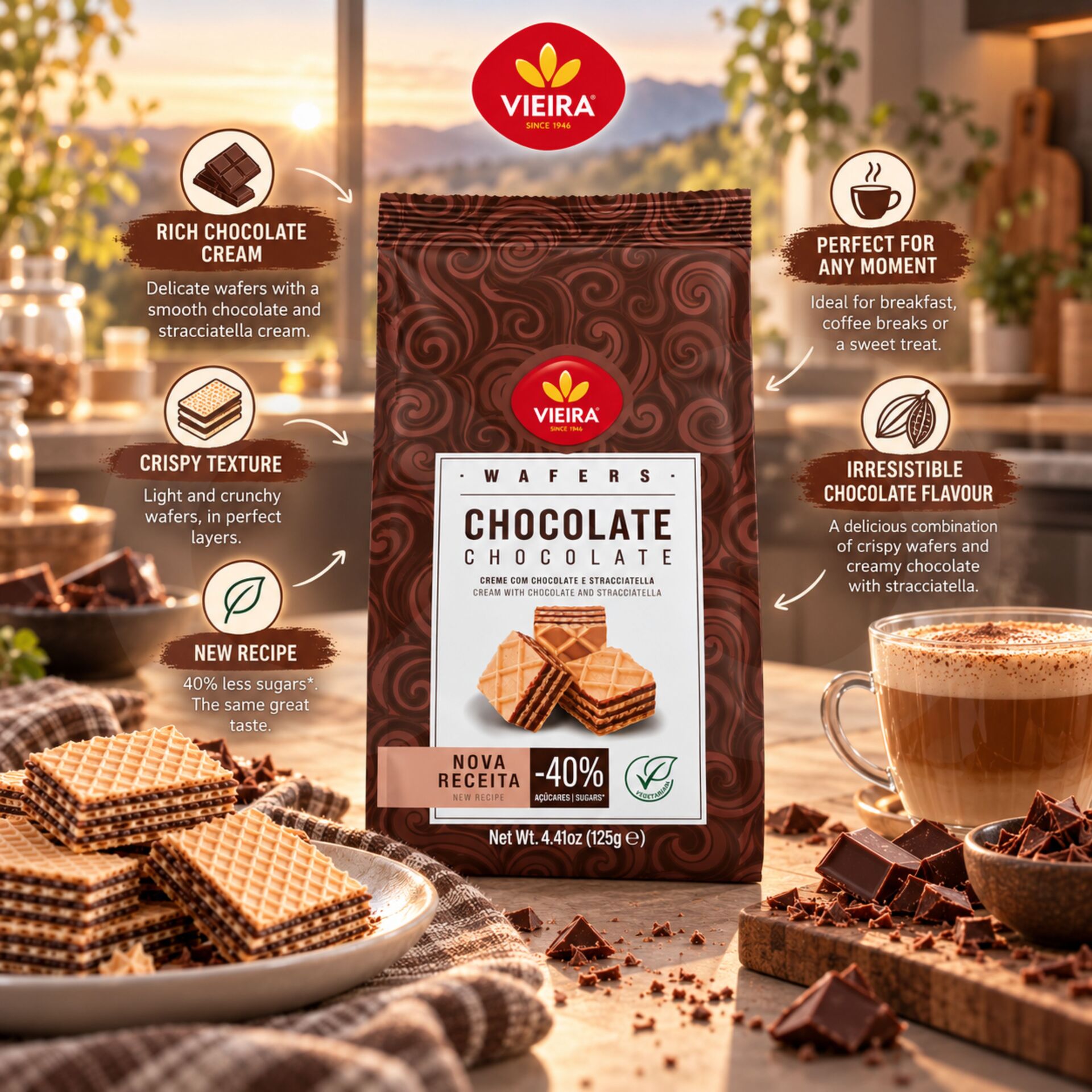 VIEIRAź Wafle Czekoladowe 125g