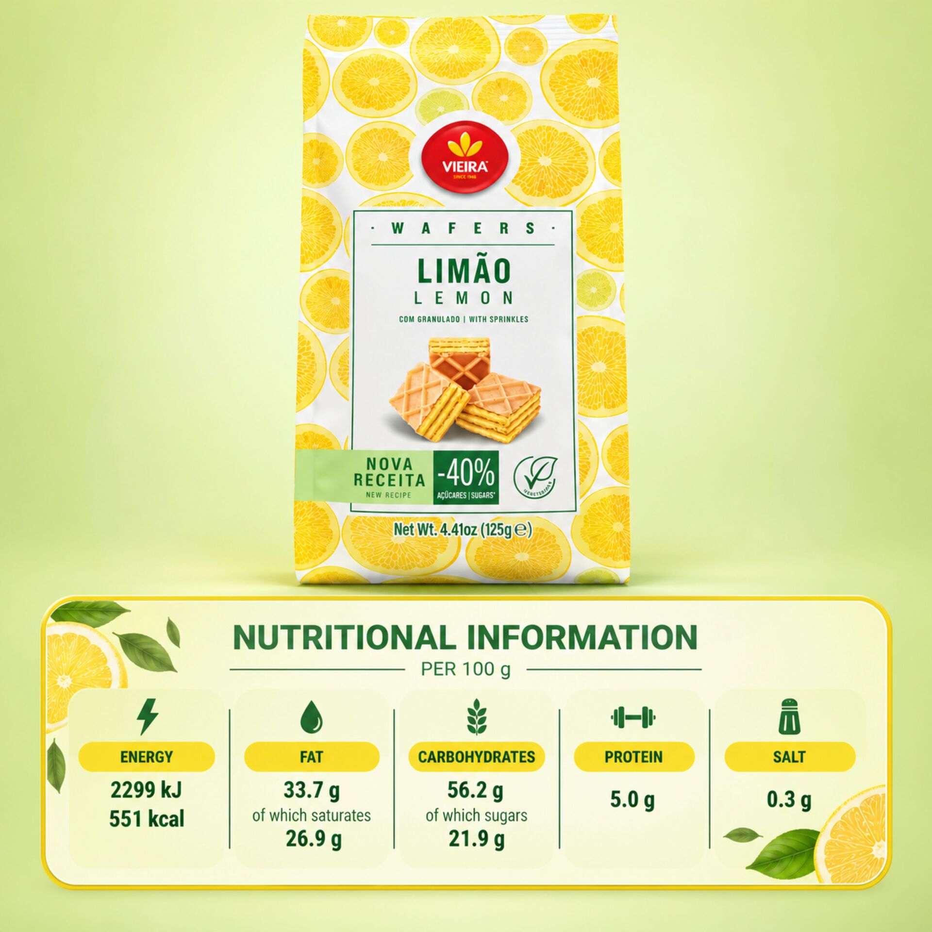 VIEIRAŽ Lemon Wafers 125g
