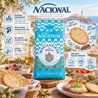 NACIONAL® Seefahrer-Cracker mit Chiasamen Ohne Salz 200g