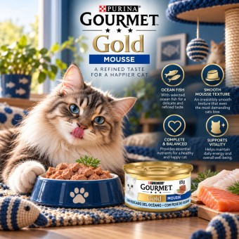 PURINA� Gourmet Gold Mousse de Pescados del Oc�ano 85g