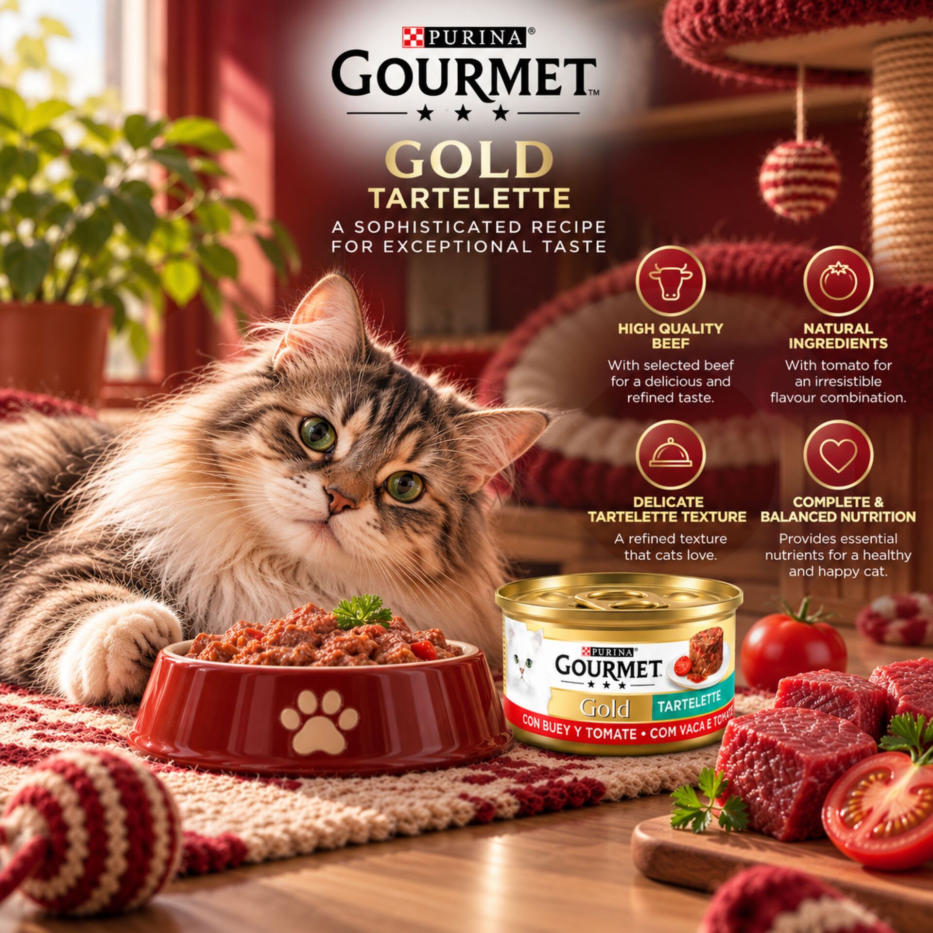 PURINAŽ Gourmet Gold Tartelette met Rundvlees en Tomaat 85g