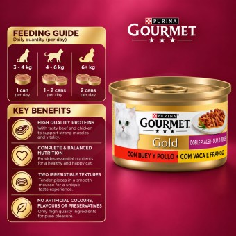 PURINA® Gourmet Gold Doppio Piacere Manzo e Pollo 85g