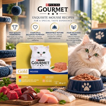 PURINA® Gourmet Gold Assortiment de Mousses 680g