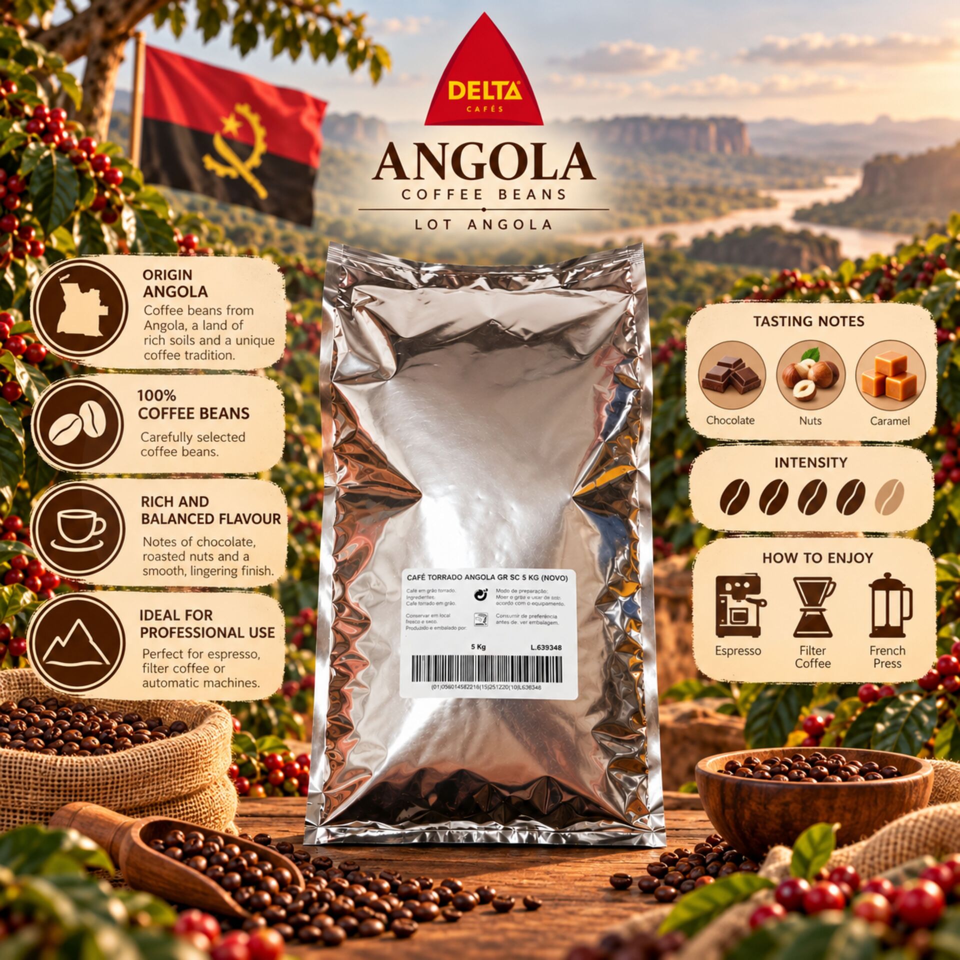 DELTA CAFÉS® Angola Whole Bean Coffee 5kg