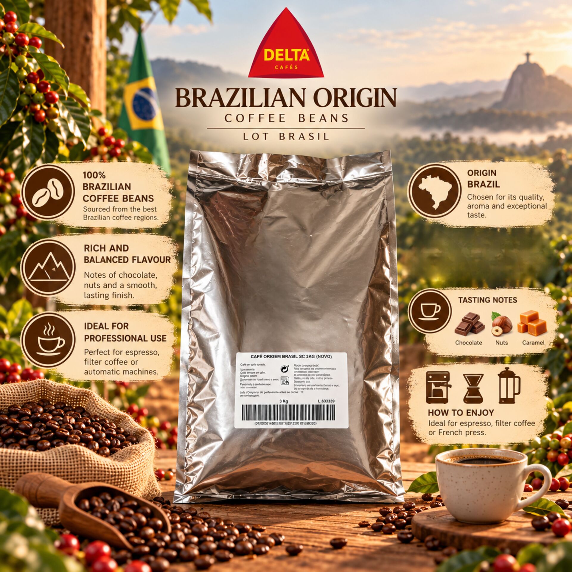 DELTA CAFÉS® Brazil Kaffeebohnen 3kg
